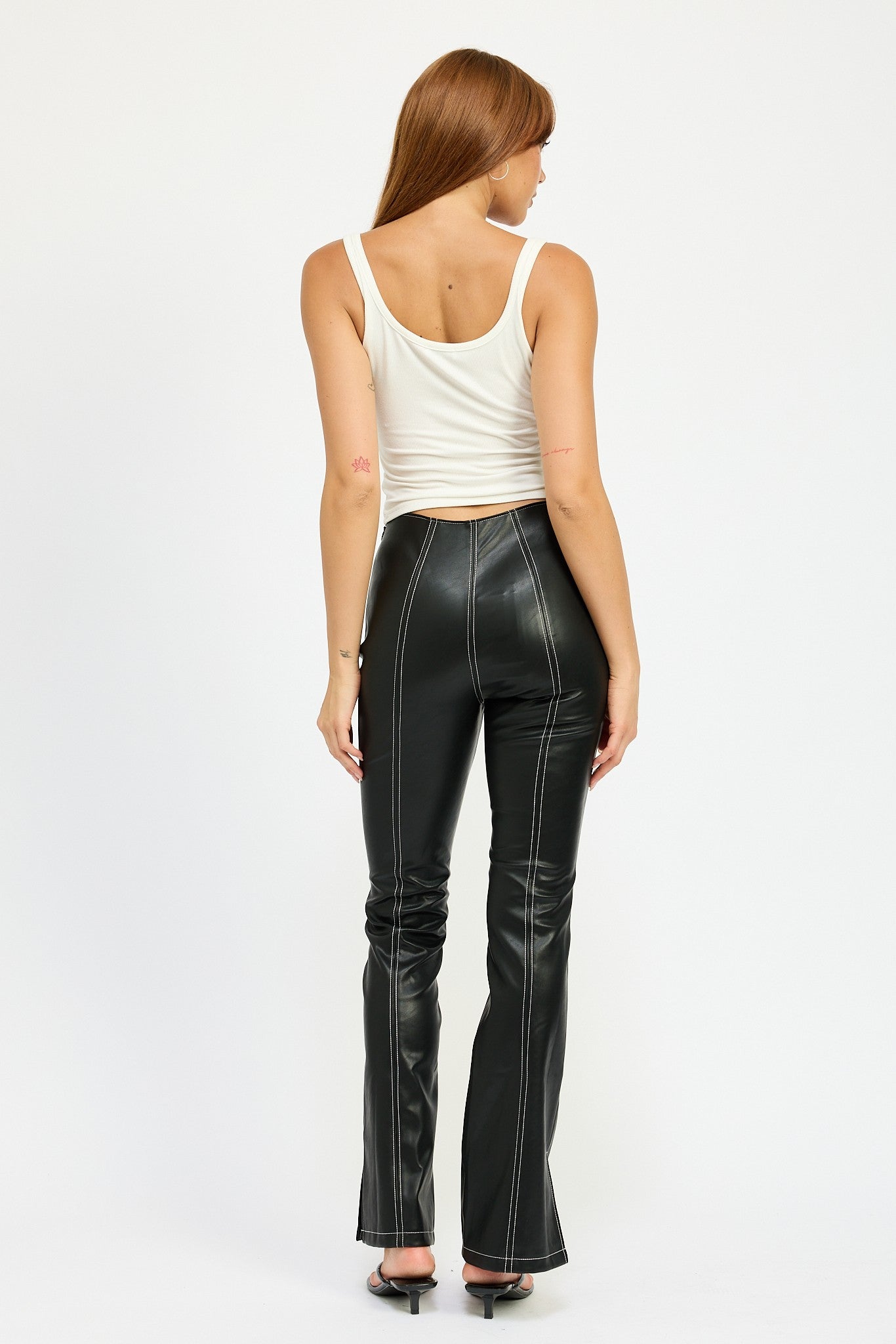 Faux Leather Ruched High Waist Pants