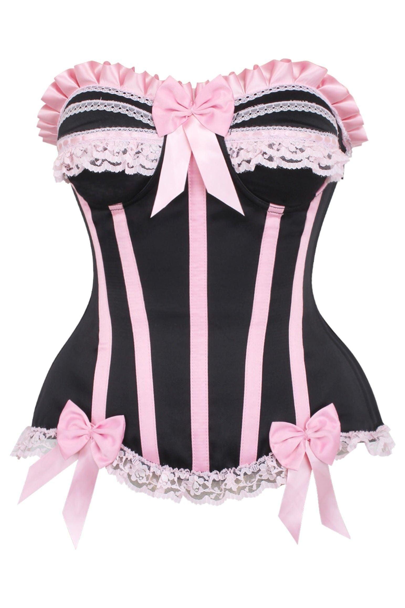 Black/Pink Satin Fullbust Corset – The Melted Manor