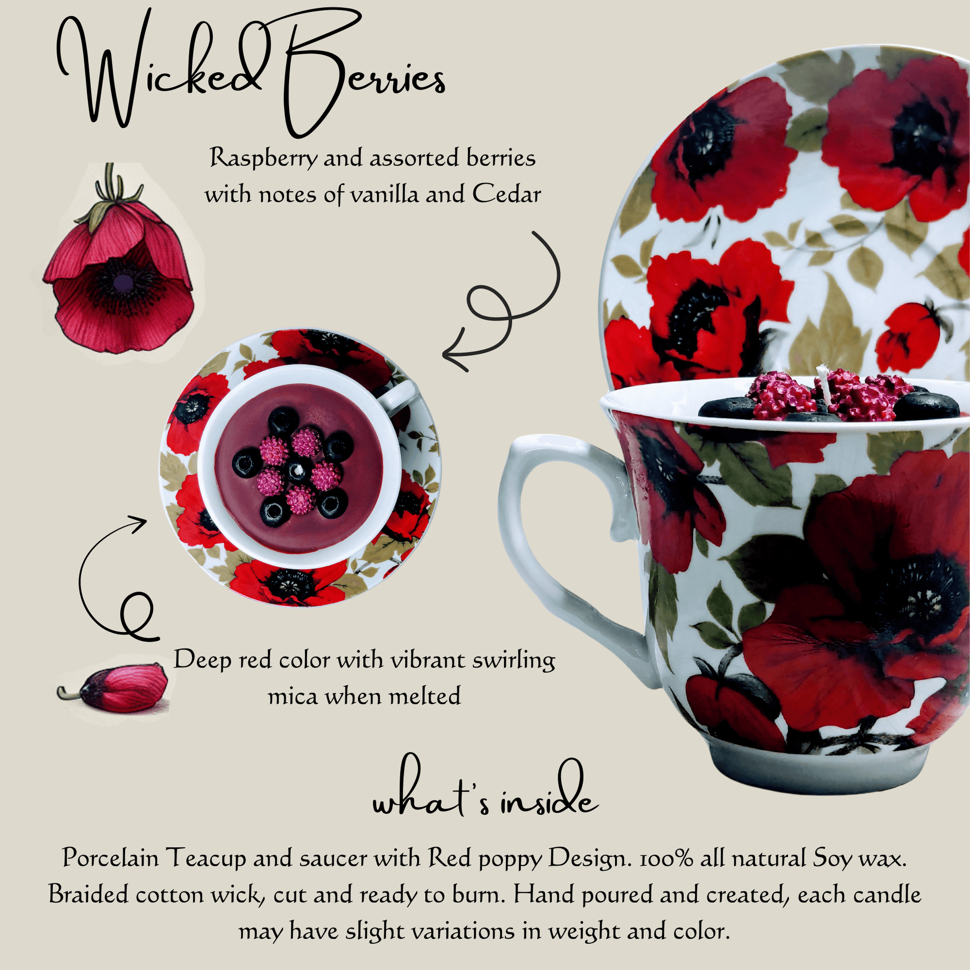 Wicked Berries Scented Candle | 6oz Soy Teacup Candle candle The Melted Manor   