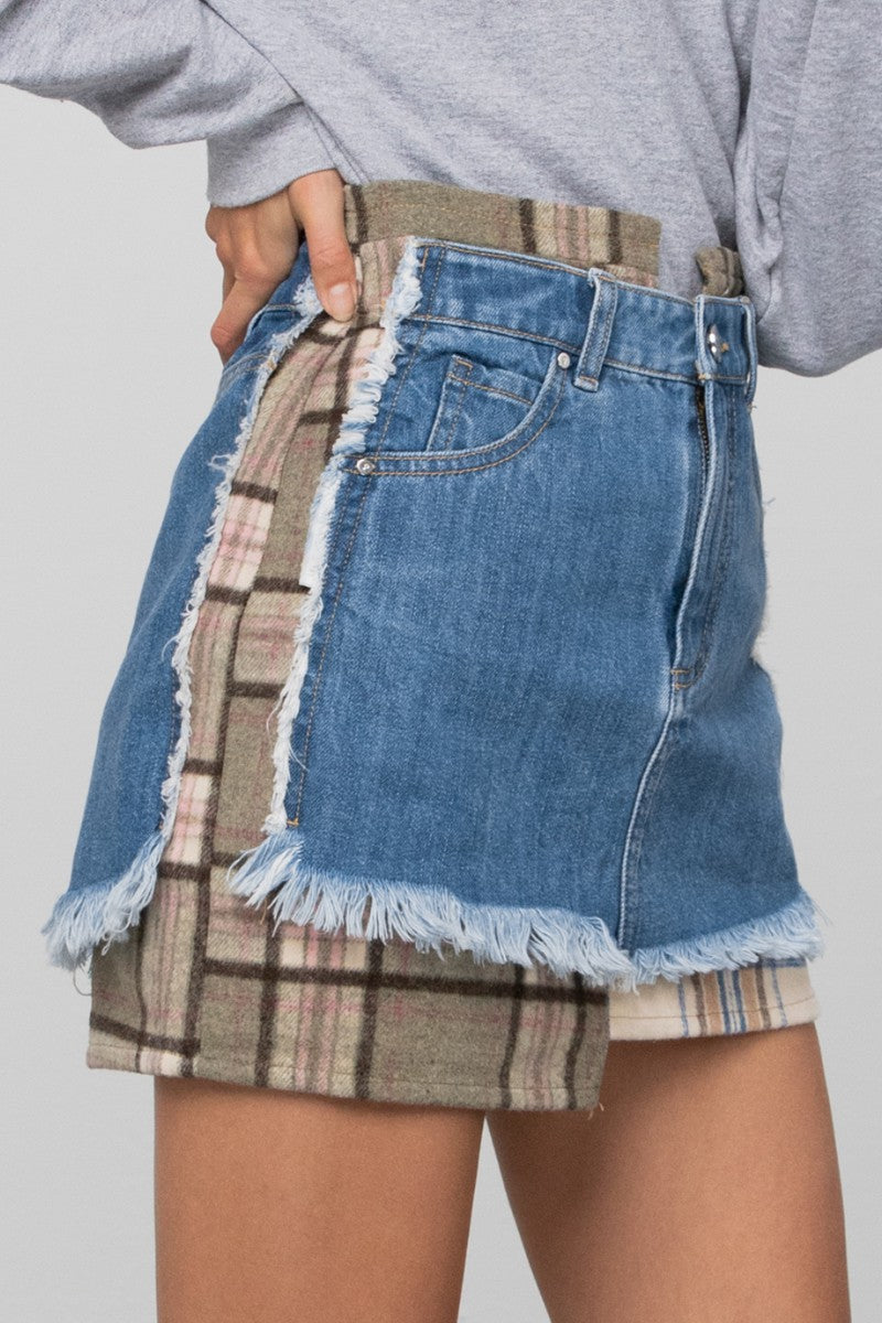 Plaid Denim Mini Skirt Clothing Insane Gene Denim Plaid S 