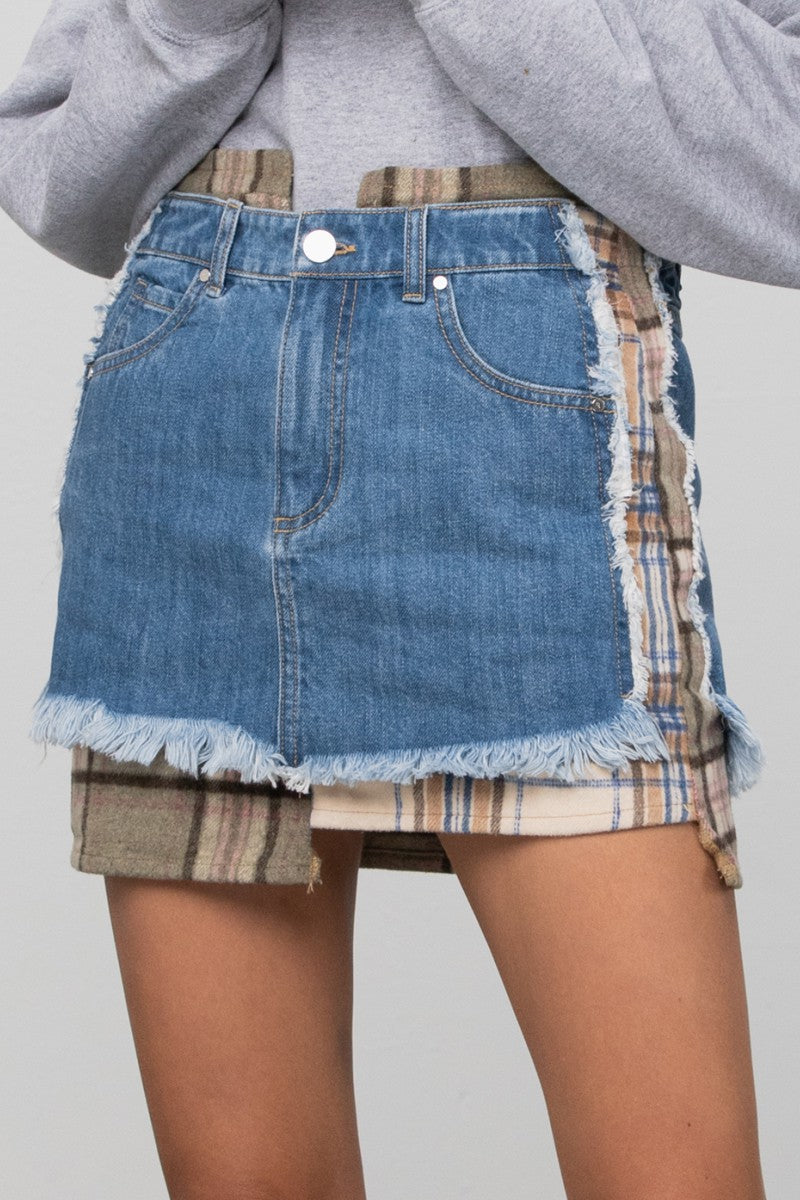 Plaid Denim Mini Skirt Clothing Insane Gene   