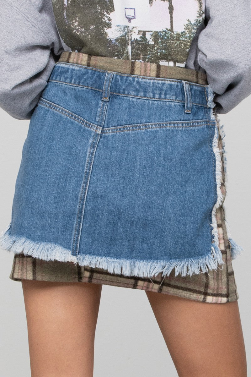 Plaid Denim Mini Skirt Clothing Insane Gene   