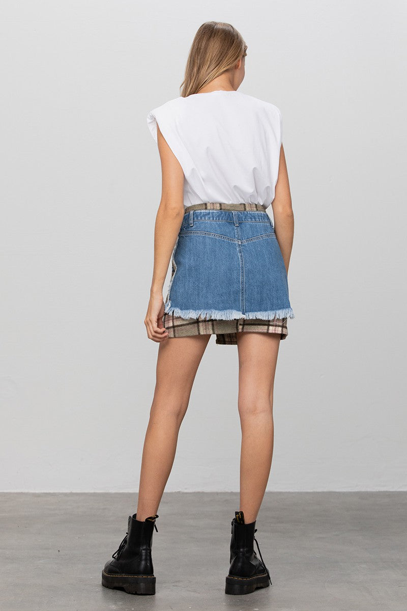 Plaid Denim Mini Skirt Clothing Insane Gene   