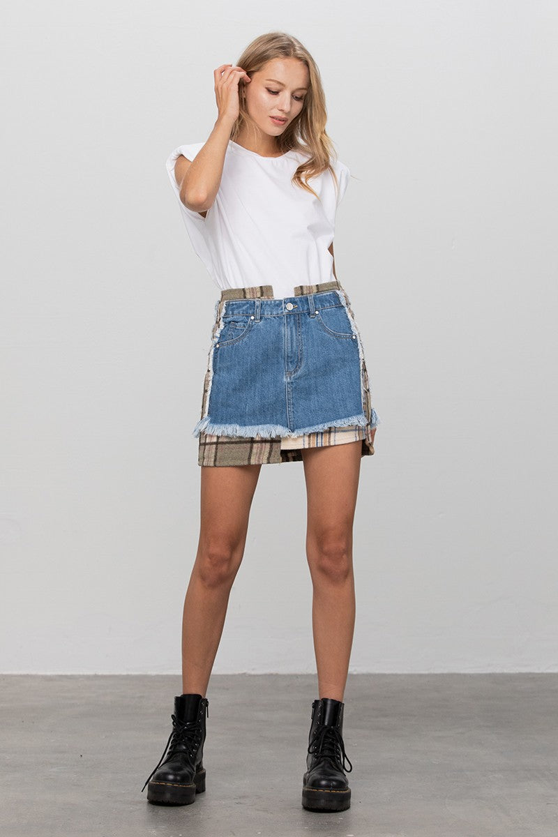 Plaid Denim Mini Skirt Clothing Insane Gene   