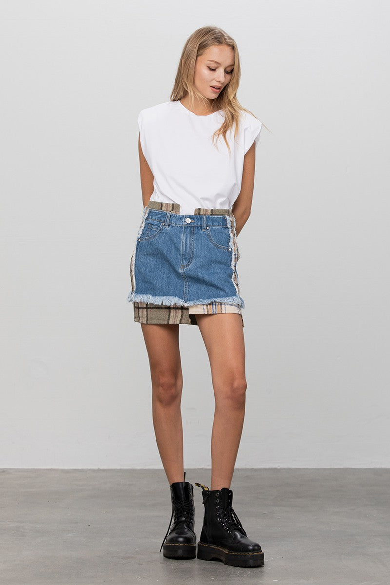 Plaid Denim Mini Skirt Clothing Insane Gene   