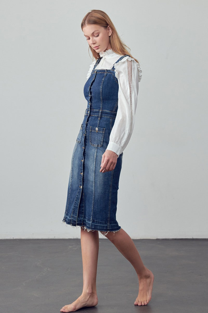 Denim Button Down Dress Jumper Clothing Insane Gene   