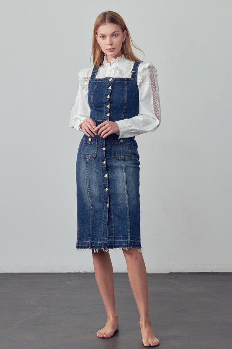 Denim Button Down Dress Jumper Clothing Insane Gene   