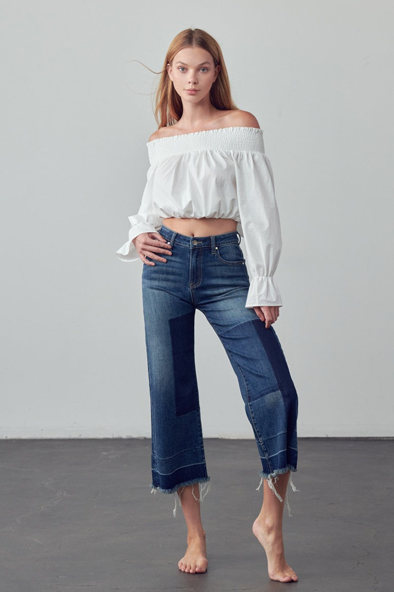 Mid-Rise Crop Flare Jeans Clothing Insane Gene   