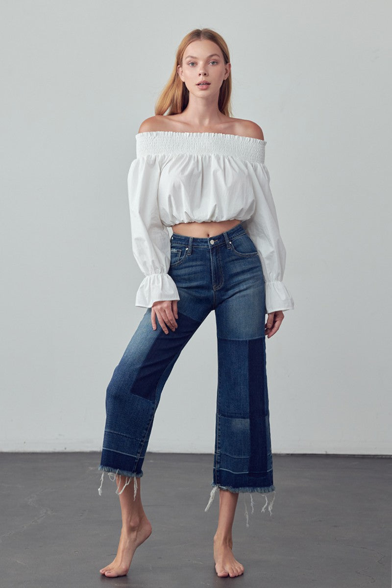 Mid-Rise Crop Flare Jeans Clothing Insane Gene   