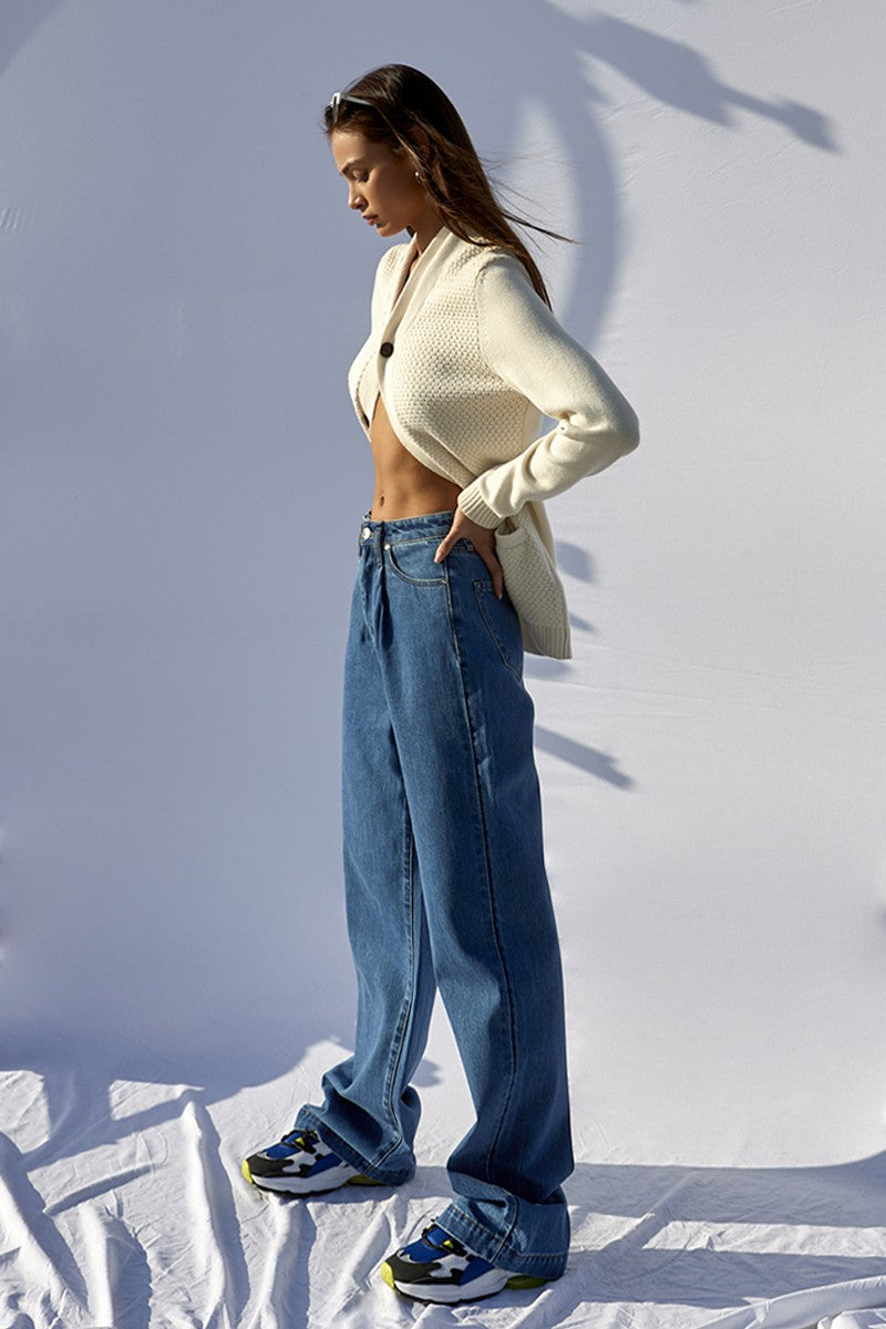 Blue High Rise Wide Leg Jeans Clothing Insane Gene   