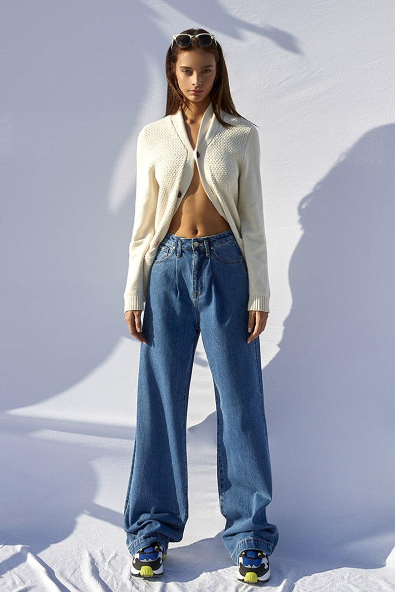 Blue High Rise Wide Leg Jeans Clothing Insane Gene   