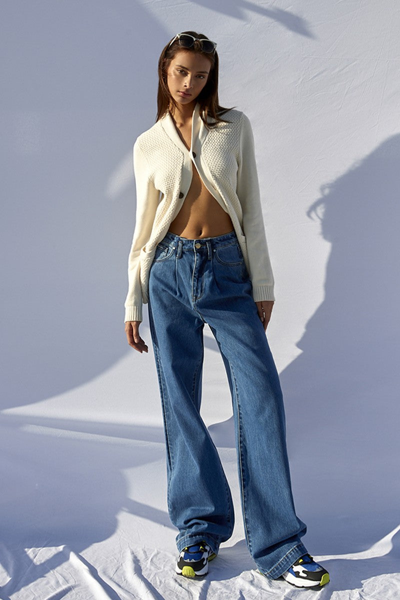 Blue High Rise Wide Leg Jeans Clothing Insane Gene   