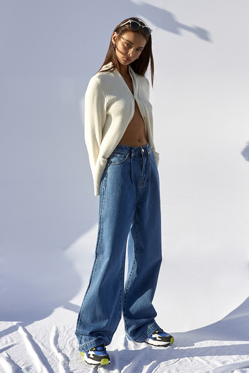 Blue High Rise Wide Leg Jeans Clothing Insane Gene   