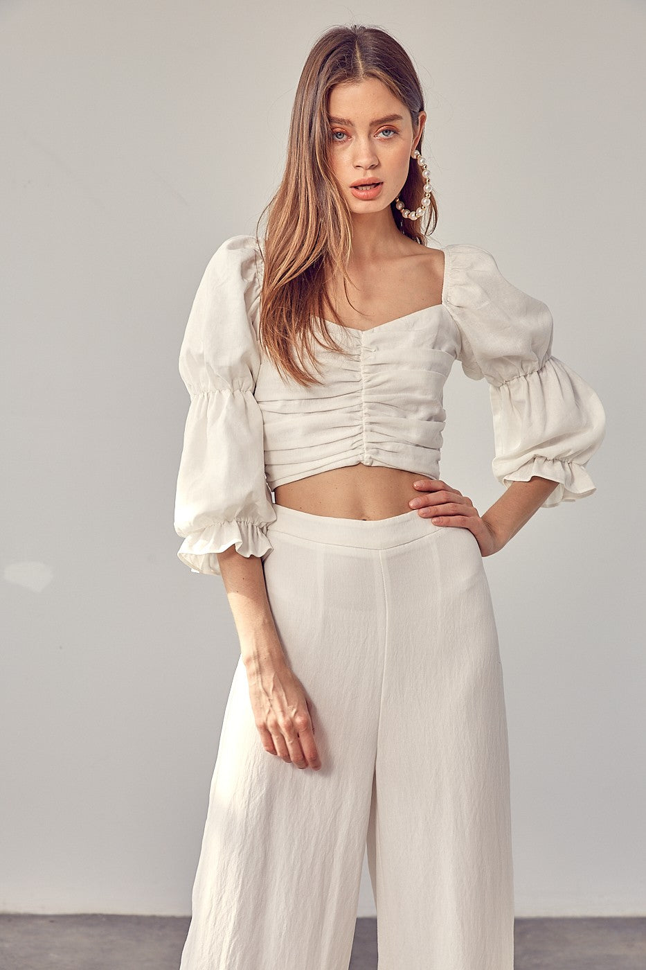 Ruffle Ruched Front Top Clothing Do + Be Collection   