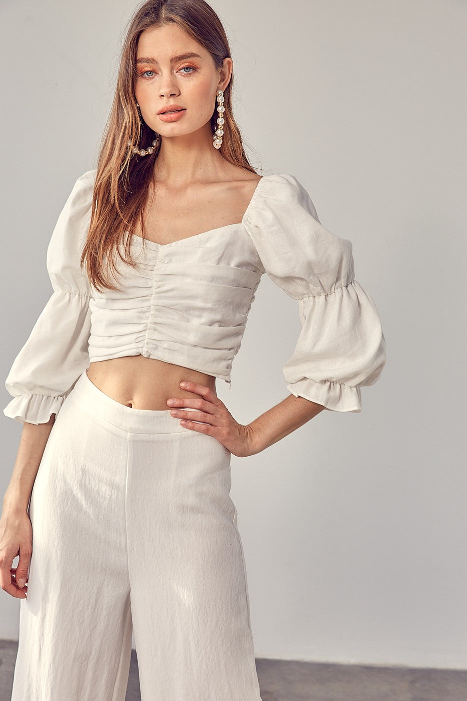 Ruffle Ruched Front Top Clothing Do + Be Collection   