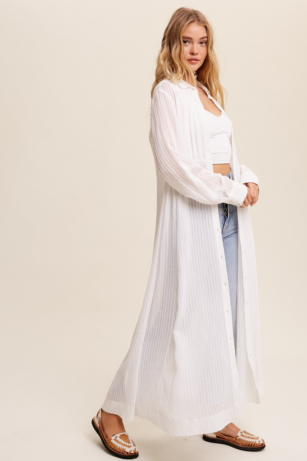 Long Button Down Shirt Maxi Dress Clothing Listicle   