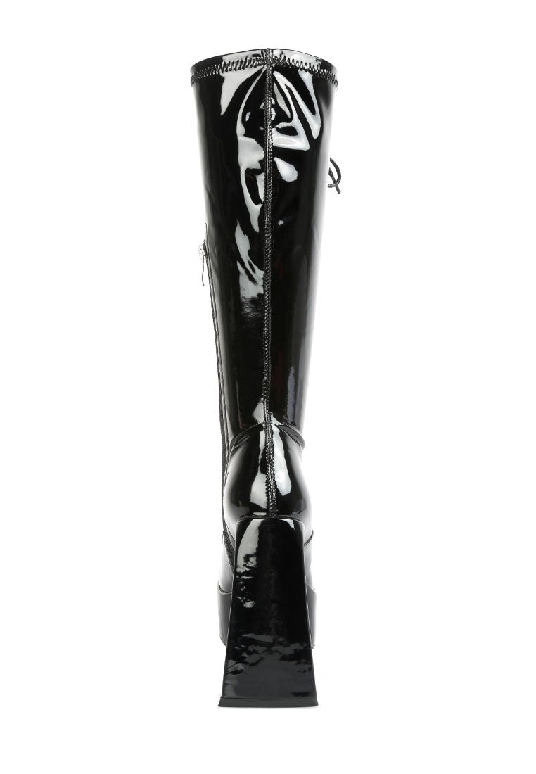 Patent Leather High Platform Calf Boots Boots Rag Company   