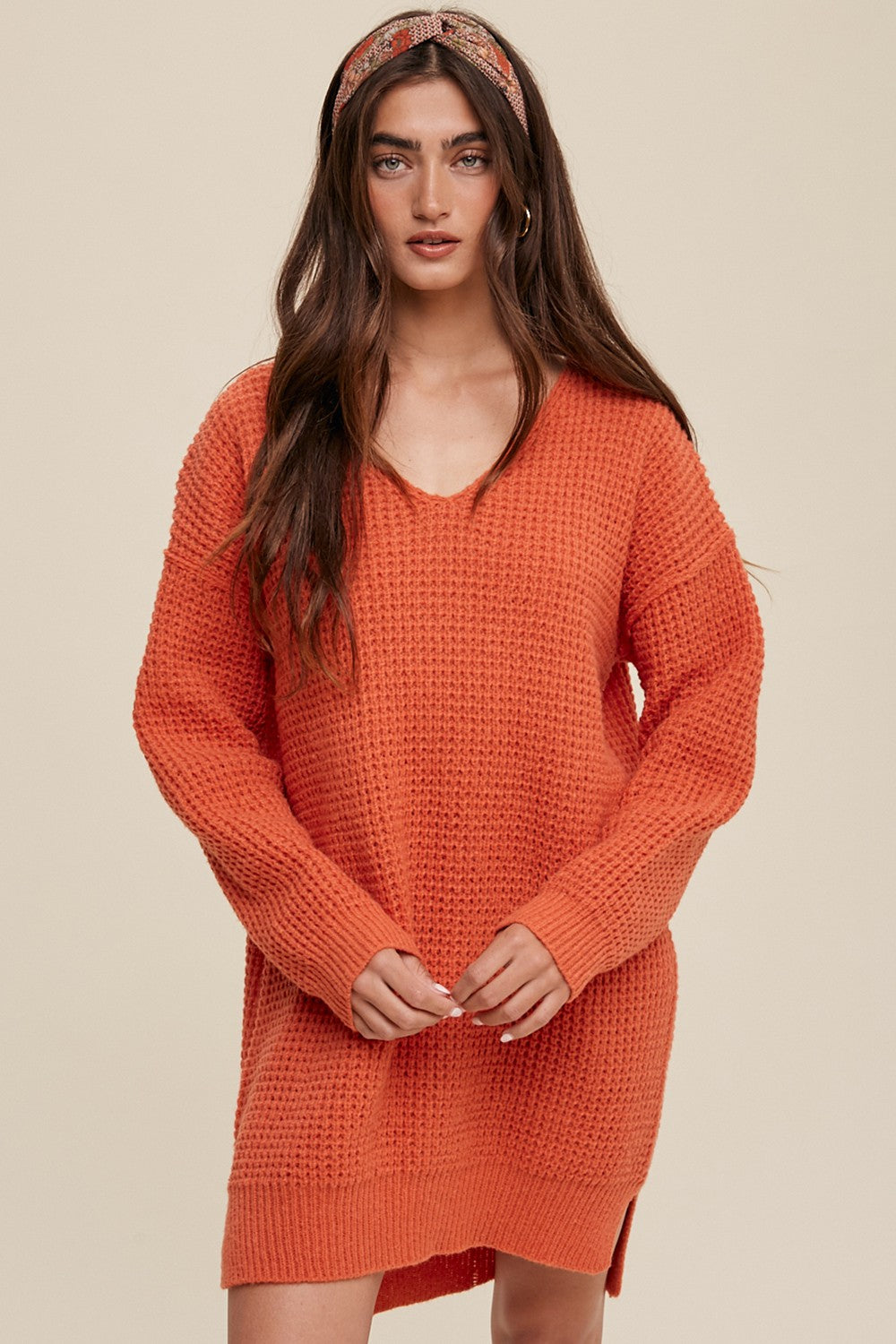 Slouchy V-neck Ribbed Knit Sweater Clothing Listicle   