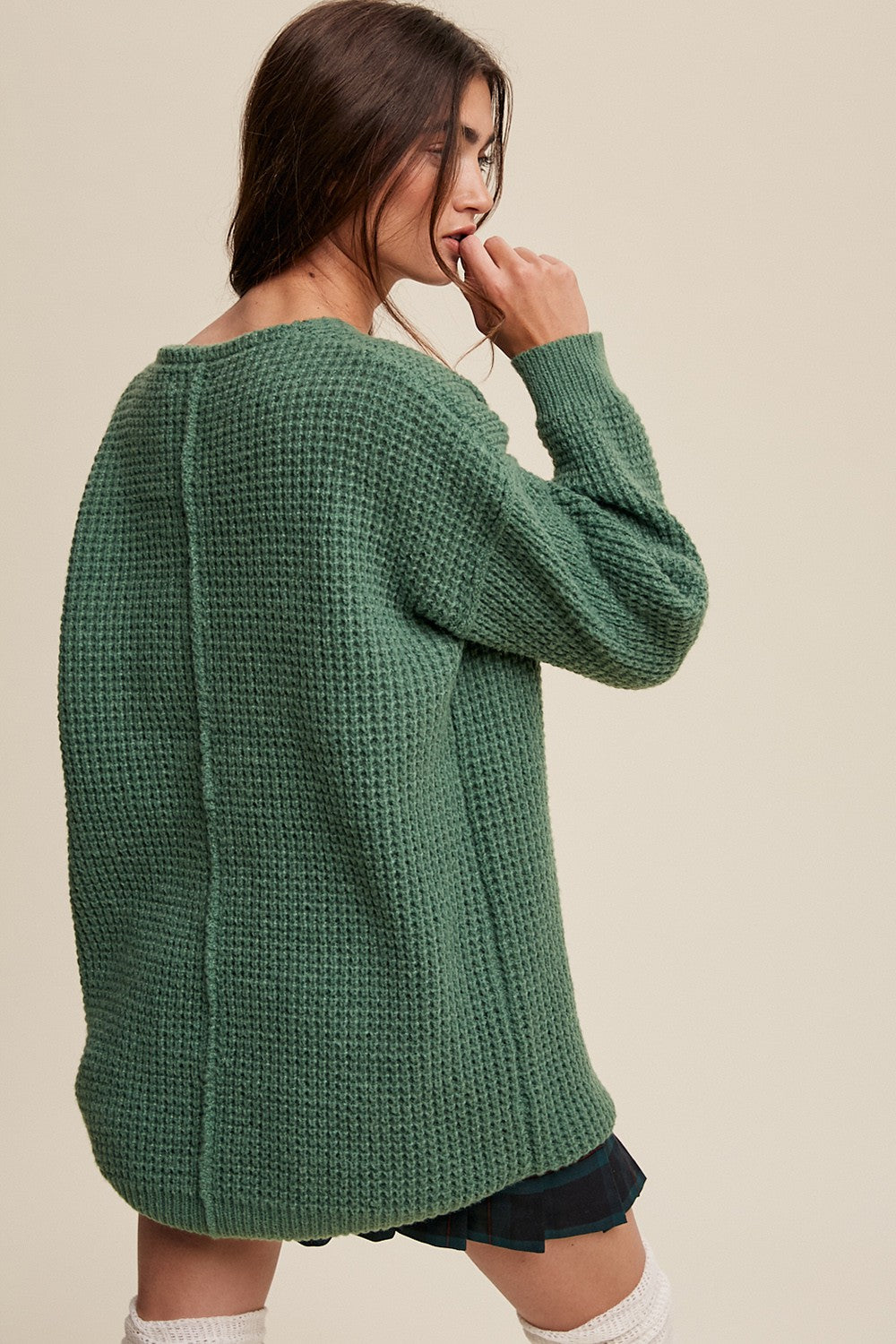 Slouchy V-neck Ribbed Knit Sweater Clothing Listicle   