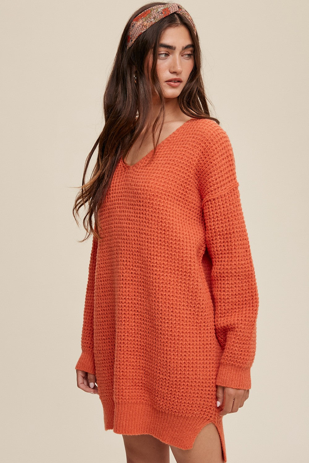 Slouchy V-neck Ribbed Knit Sweater Clothing Listicle   