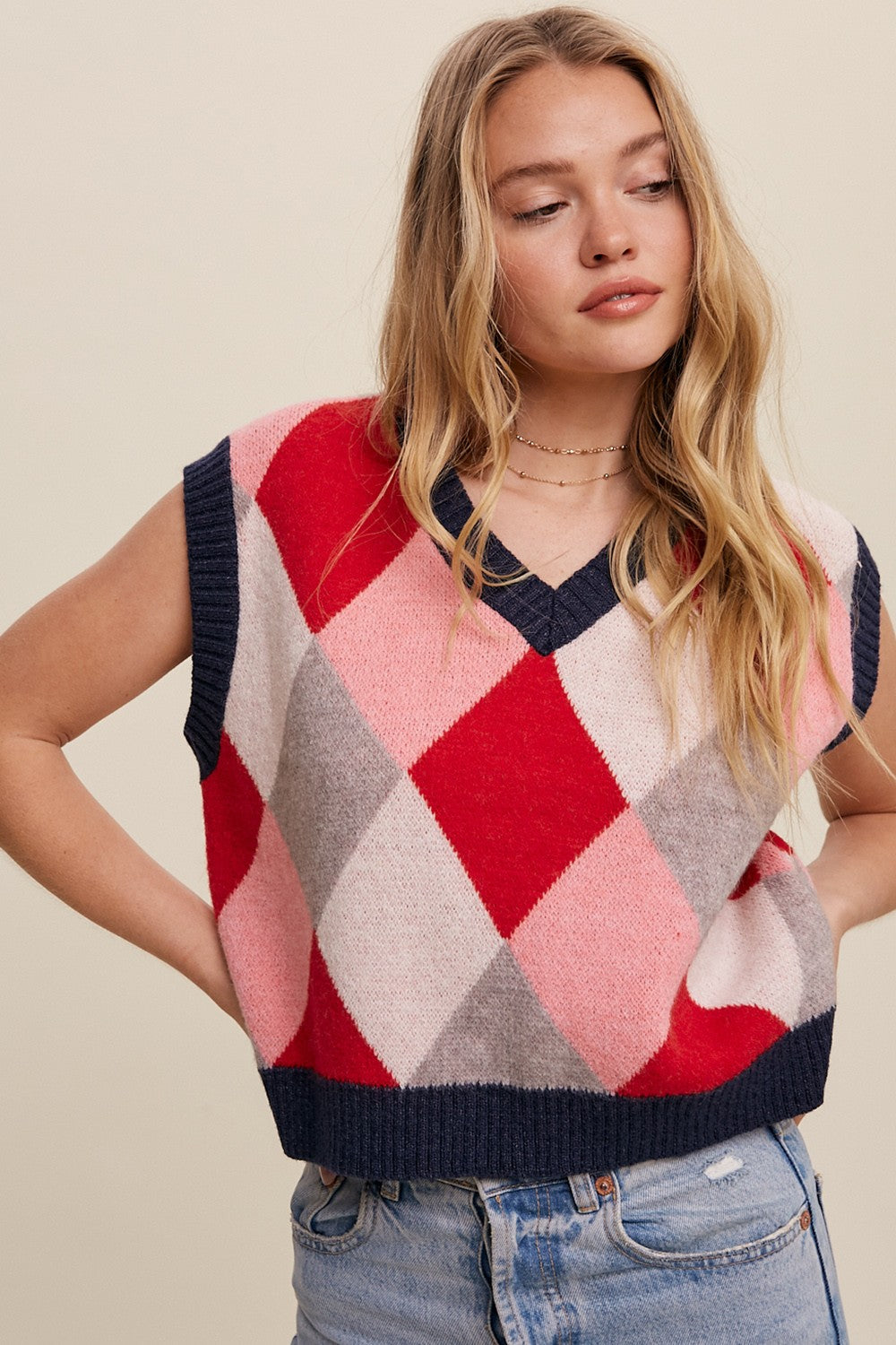 Argyle Cropped Sweater Vest Clothing Listicle   