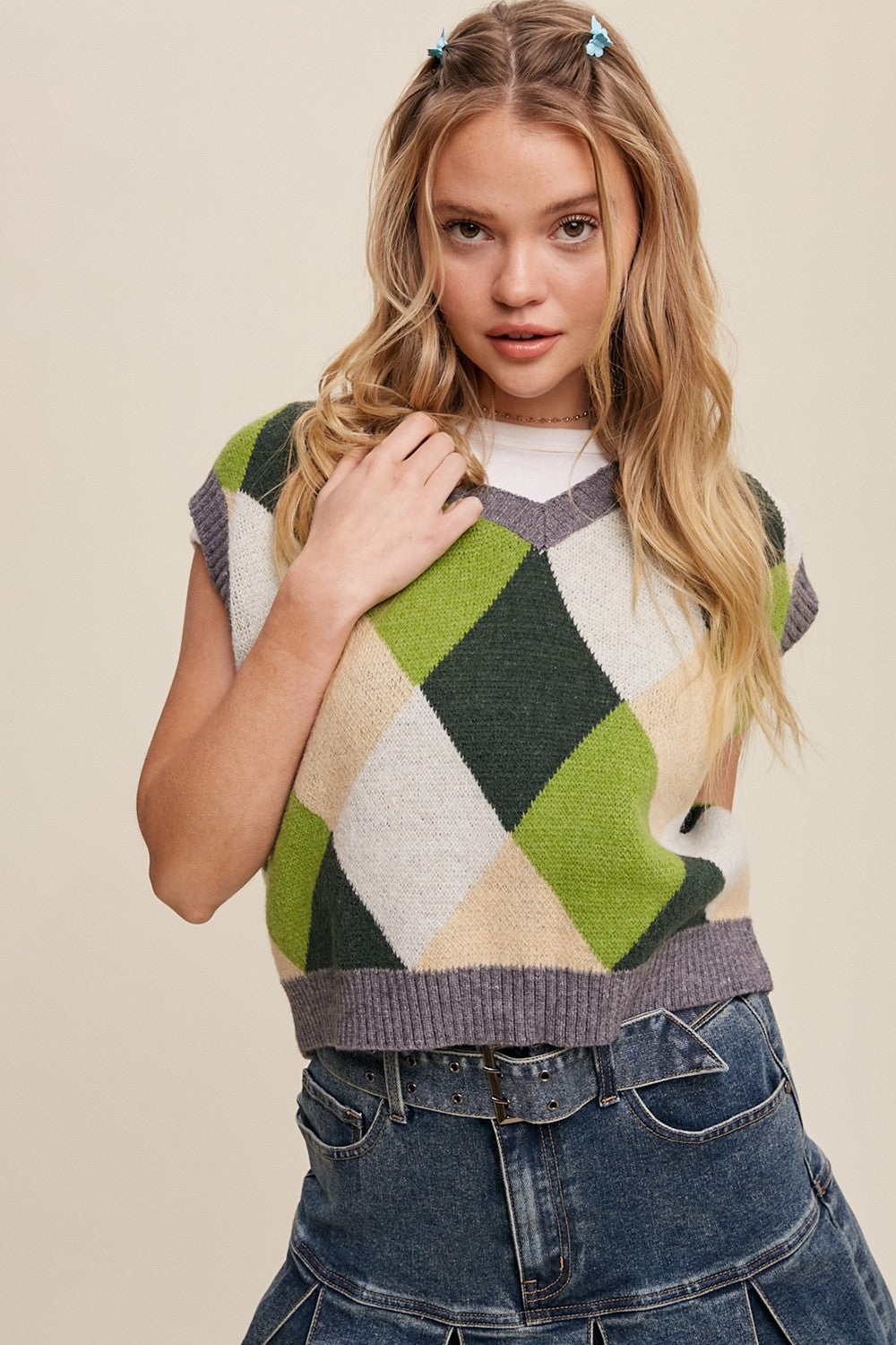 Argyle Cropped Sweater Vest Clothing Listicle   