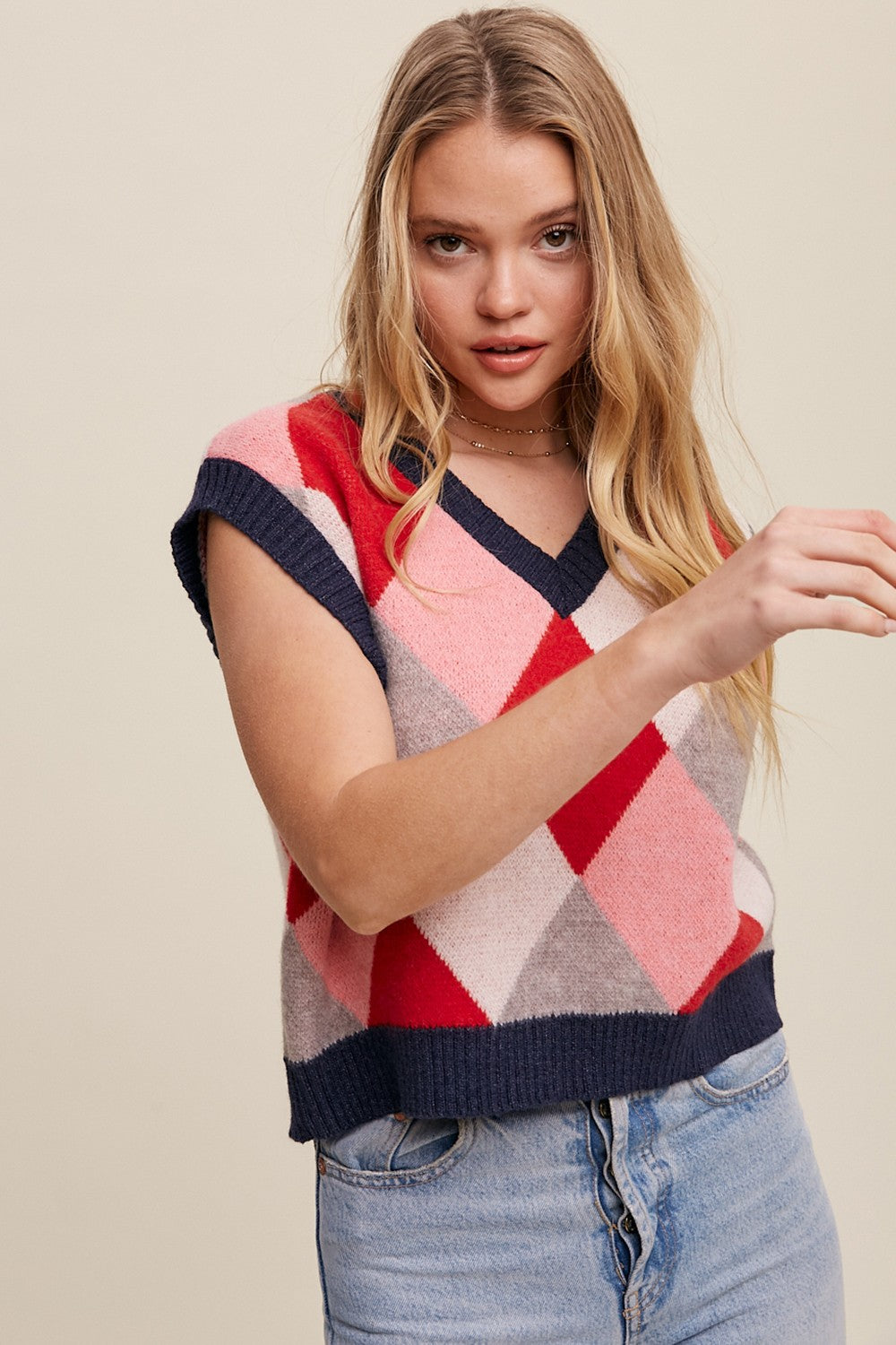 Argyle Cropped Sweater Vest Clothing Listicle   