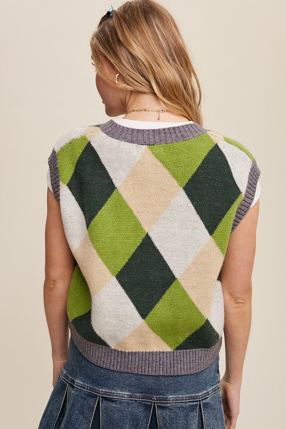 Argyle Cropped Sweater Vest Clothing Listicle   