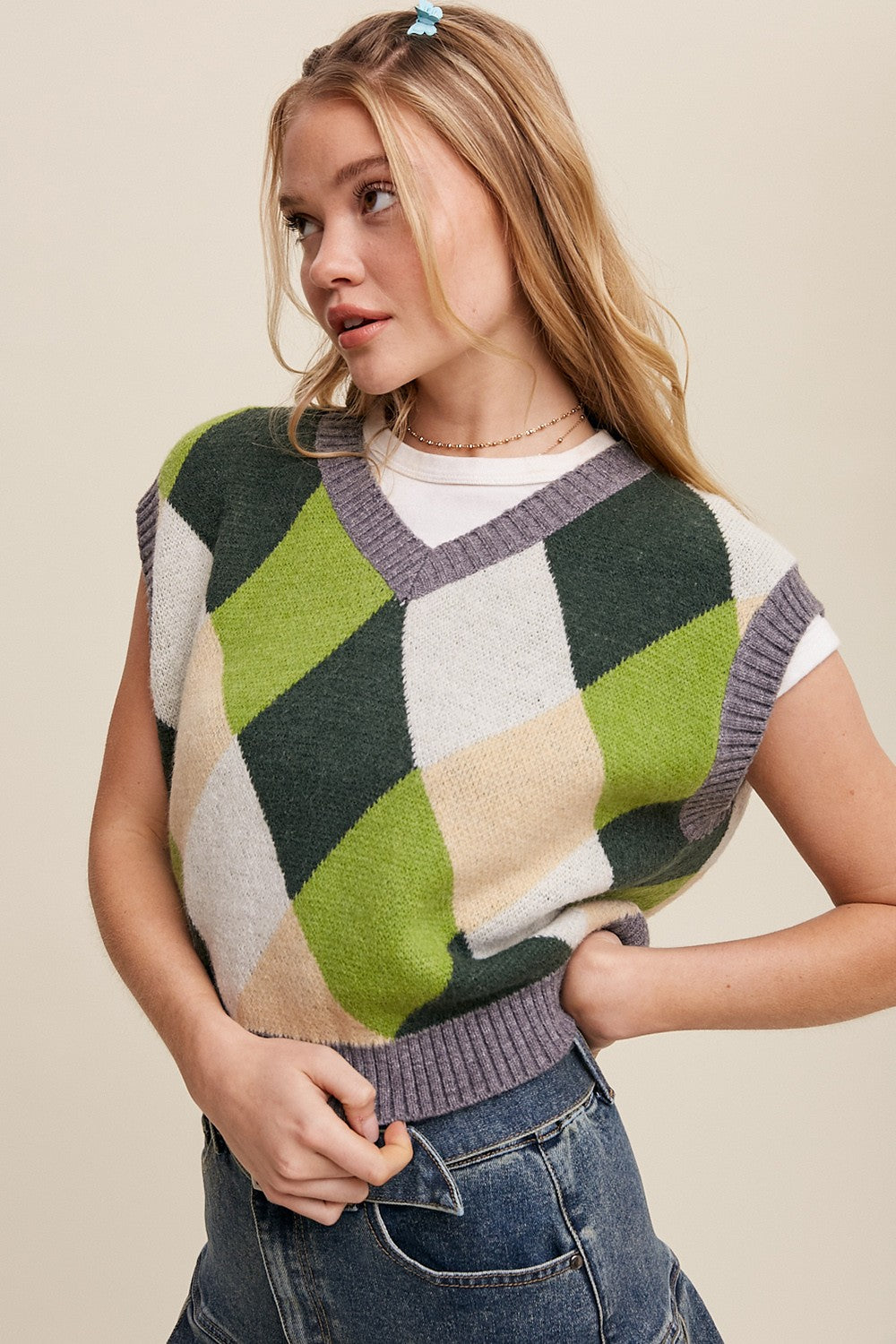 Argyle Cropped Sweater Vest Clothing Listicle   