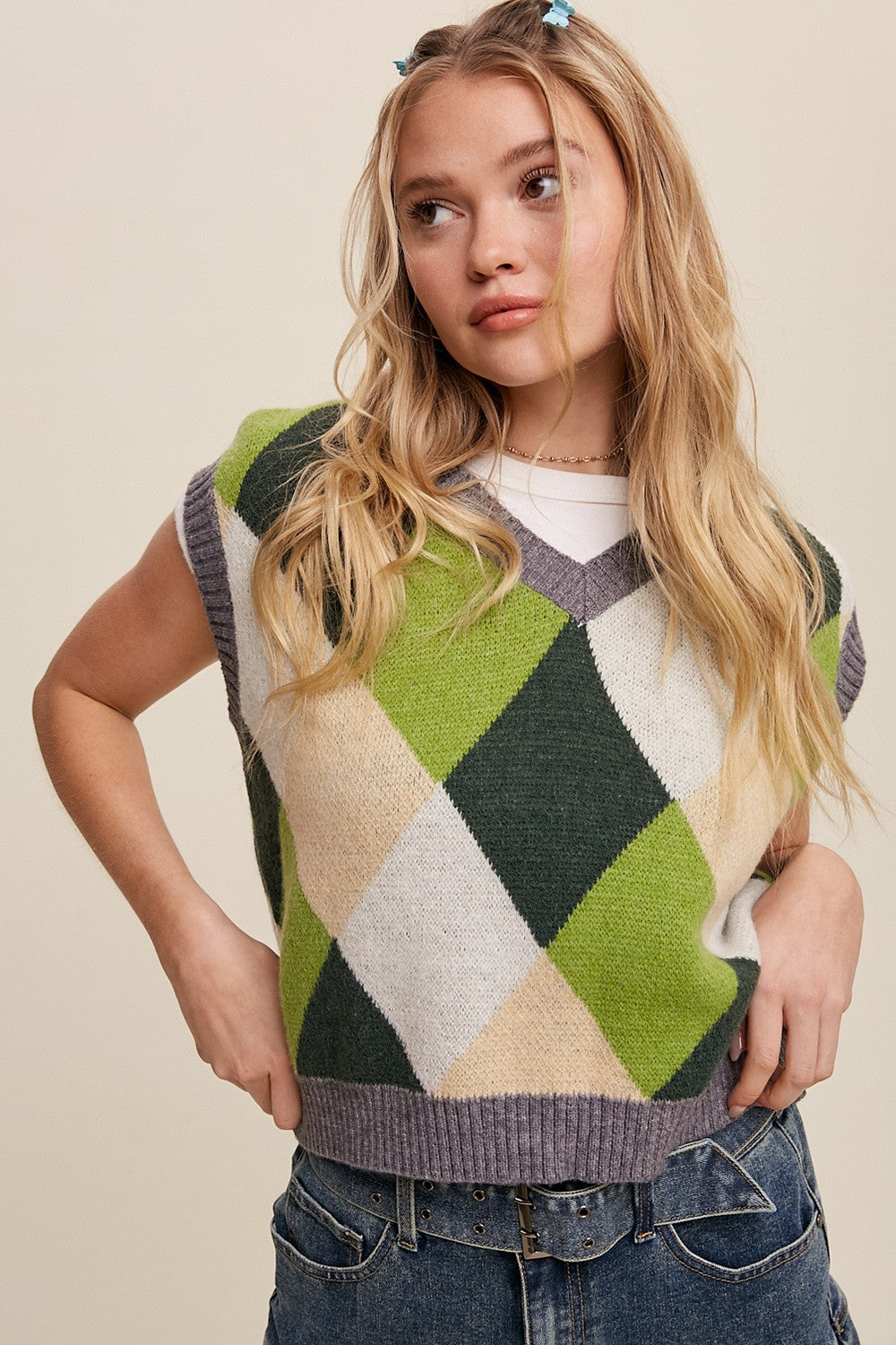 Argyle Cropped Sweater Vest Clothing Listicle