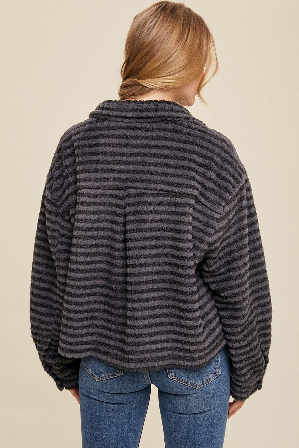 Stripe Fleece Shacket Clothing Listicle   