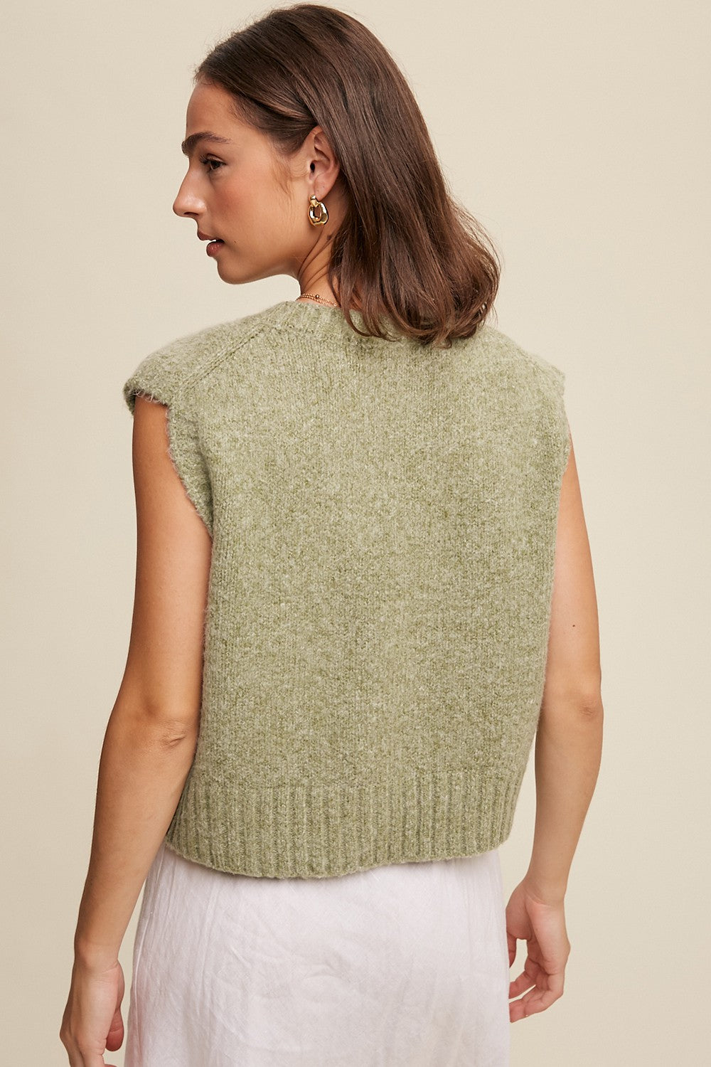 Delicate Touch Cropped Knit Vest Clothing Listicle   