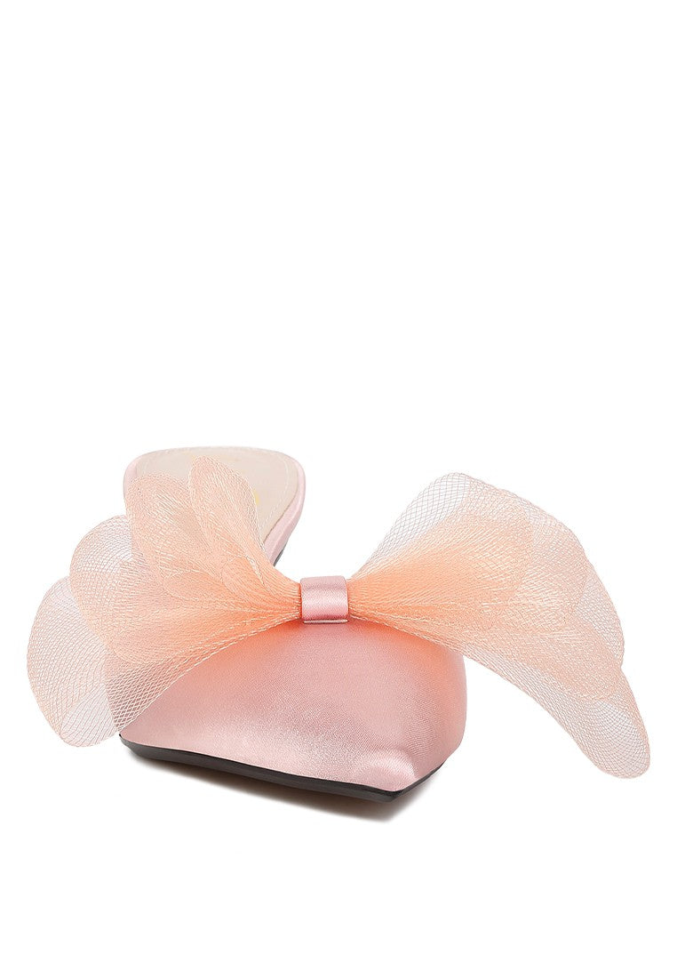 Asma Organza Bow Embellished Satin Mules Shoes Rag Company   