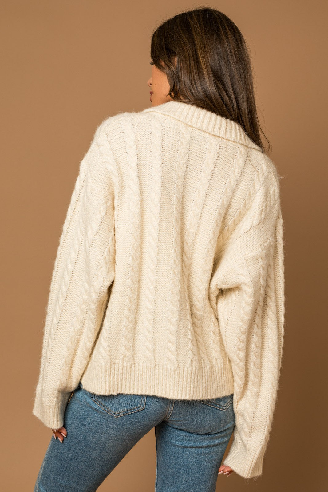 Collared Cable Sweater Cardigan Clothing Gilli   