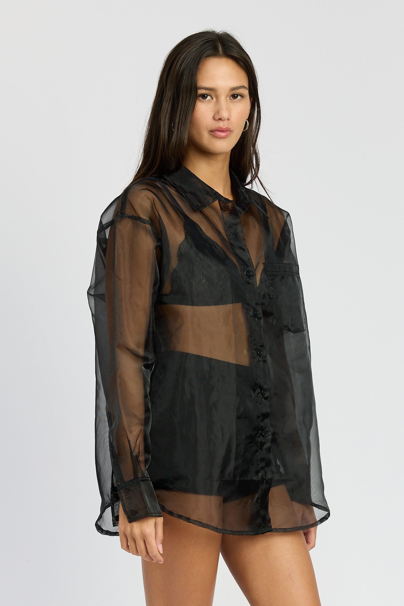 Sheer Oversized Organza Shirt Clothing Emory Park   