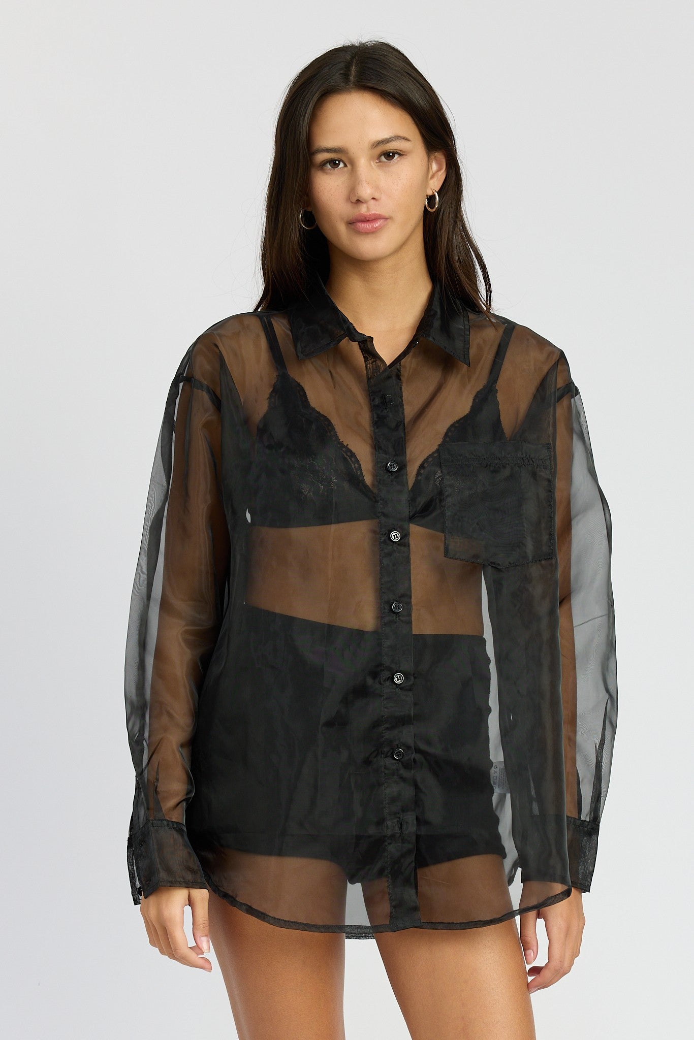 Sheer Oversized Organza Shirt Clothing Emory Park   