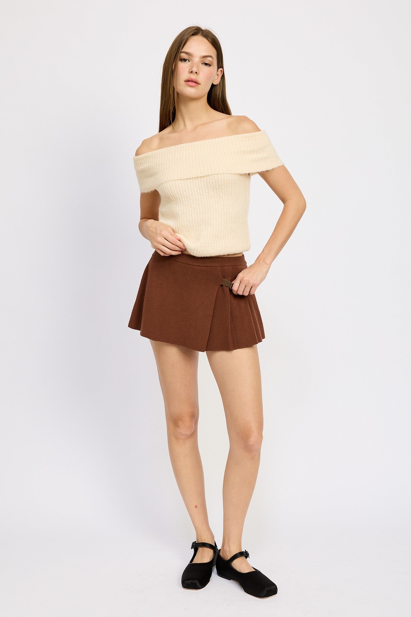 Sweater Pleated Mini Skort Clothing Emory Park   