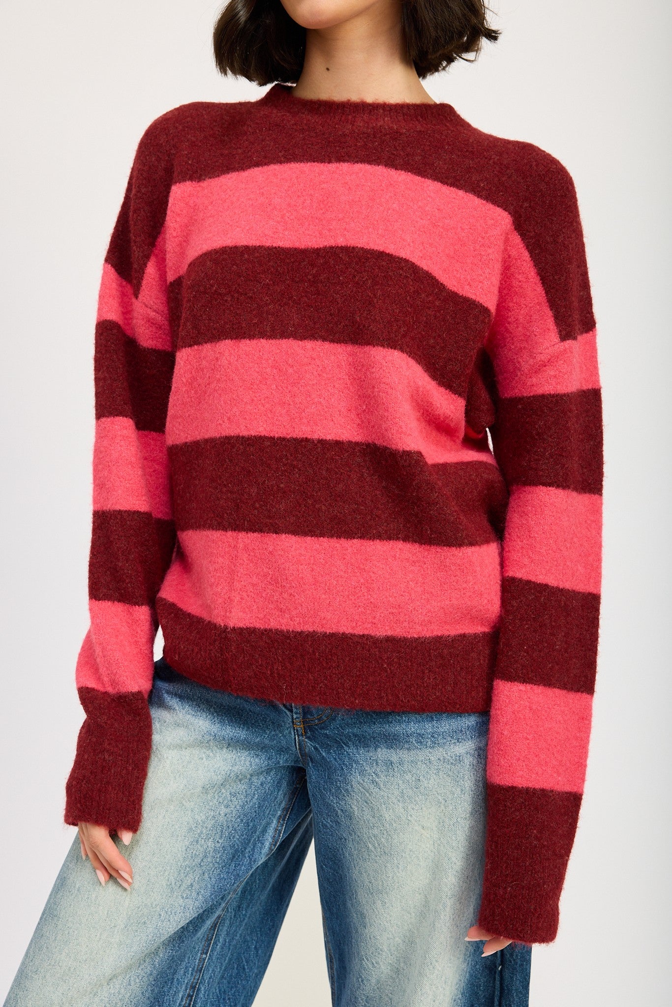 Oversized Striped Jumper Sweater Clothing Emory Park BERRY COMBO S 