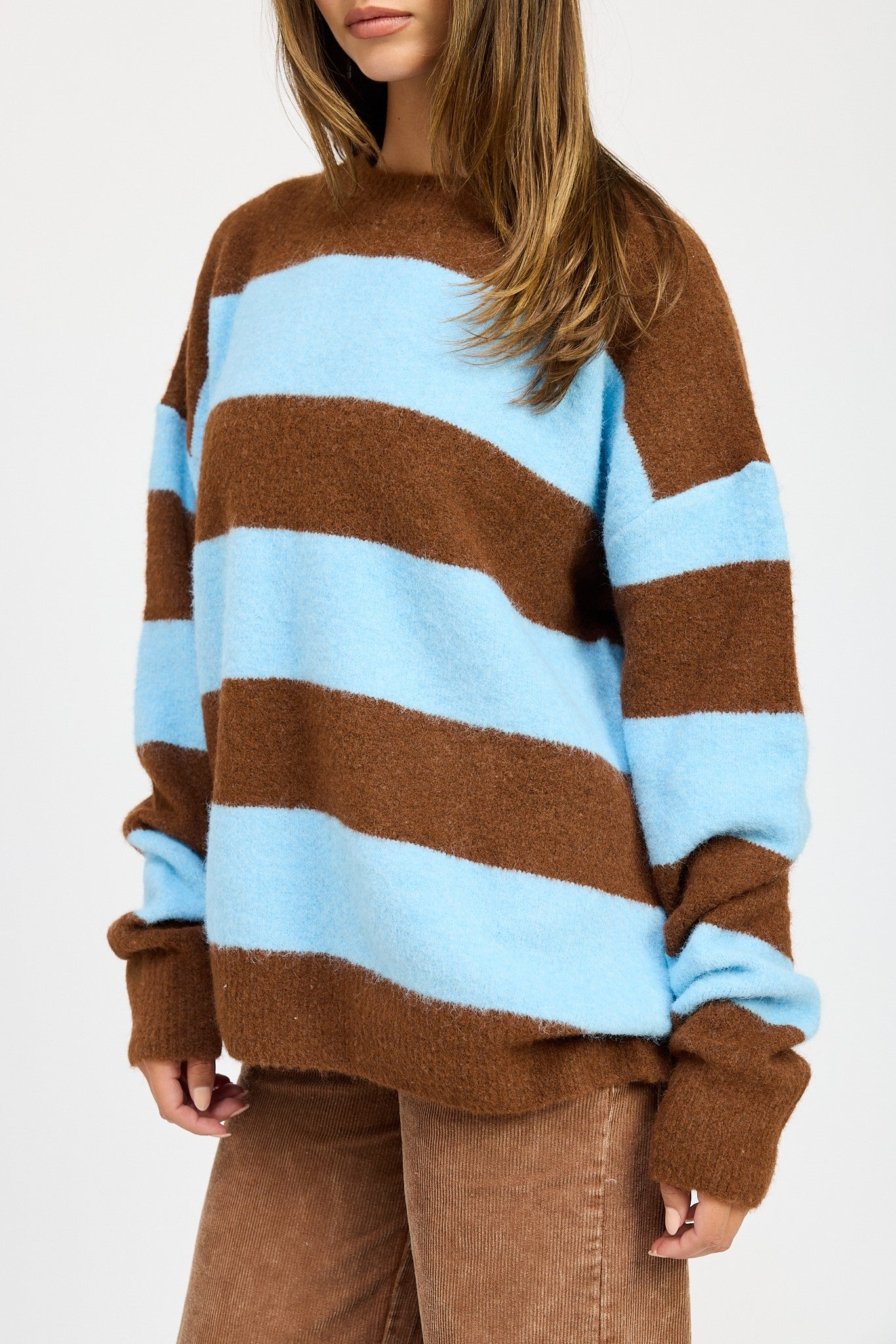 Oversized Striped Jumper Sweater Clothing Emory Park COCO BROWN COMBO S 