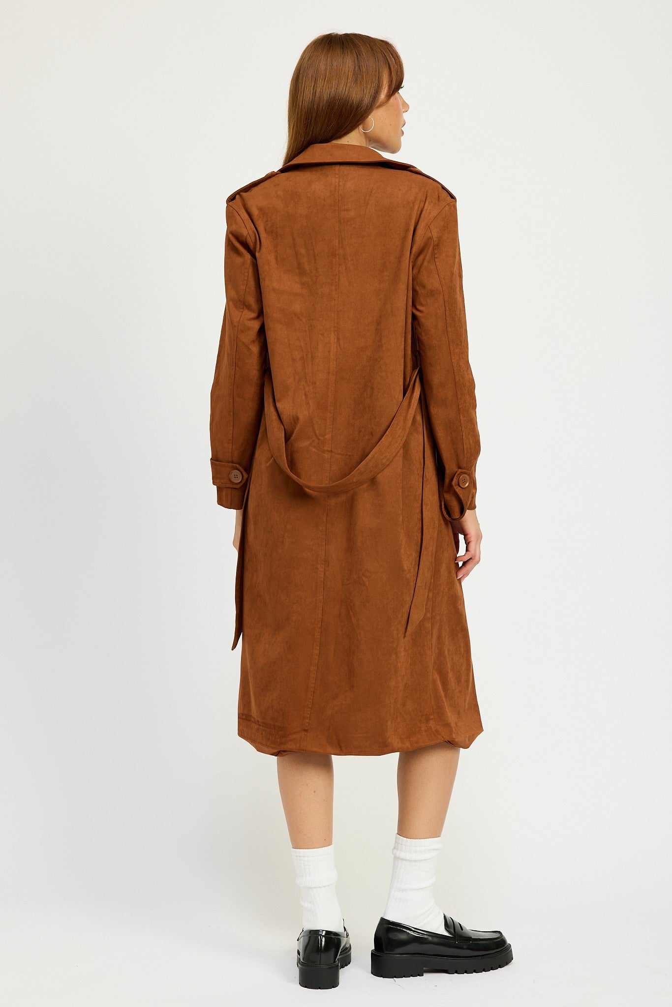 Faux Suede Trench Coat Clothing Emory Park   