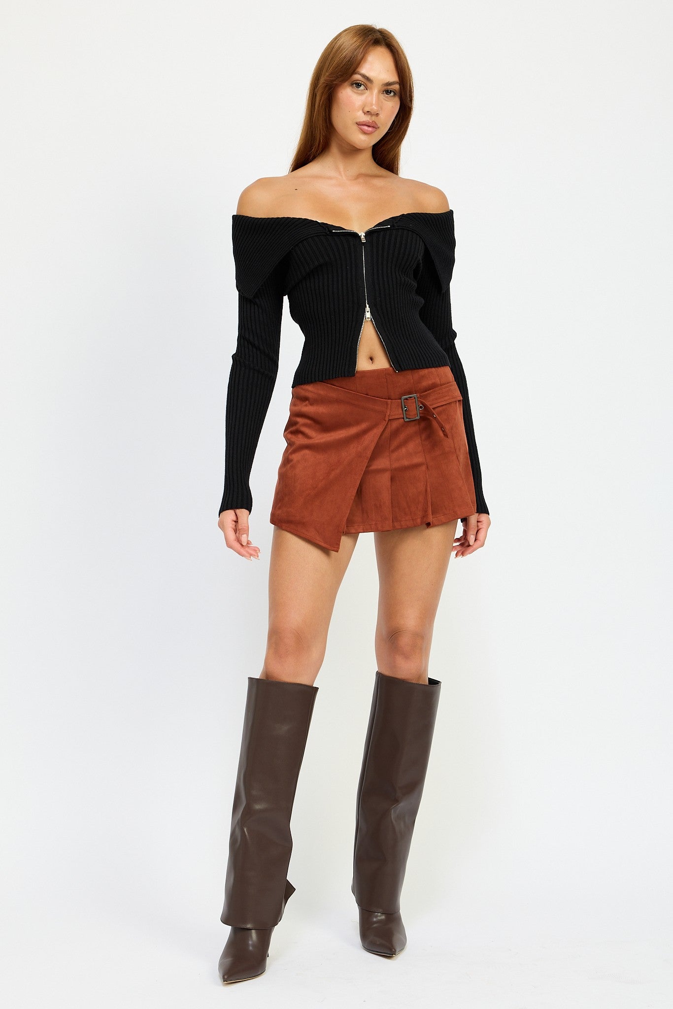 Wrapped Buckle Belt Mini Skirt Clothing Emory Park   