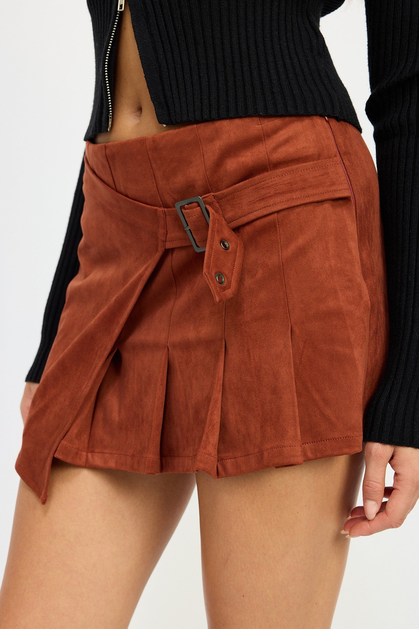 Wrapped Buckle Belt Mini Skirt Clothing Emory Park BRICK S 