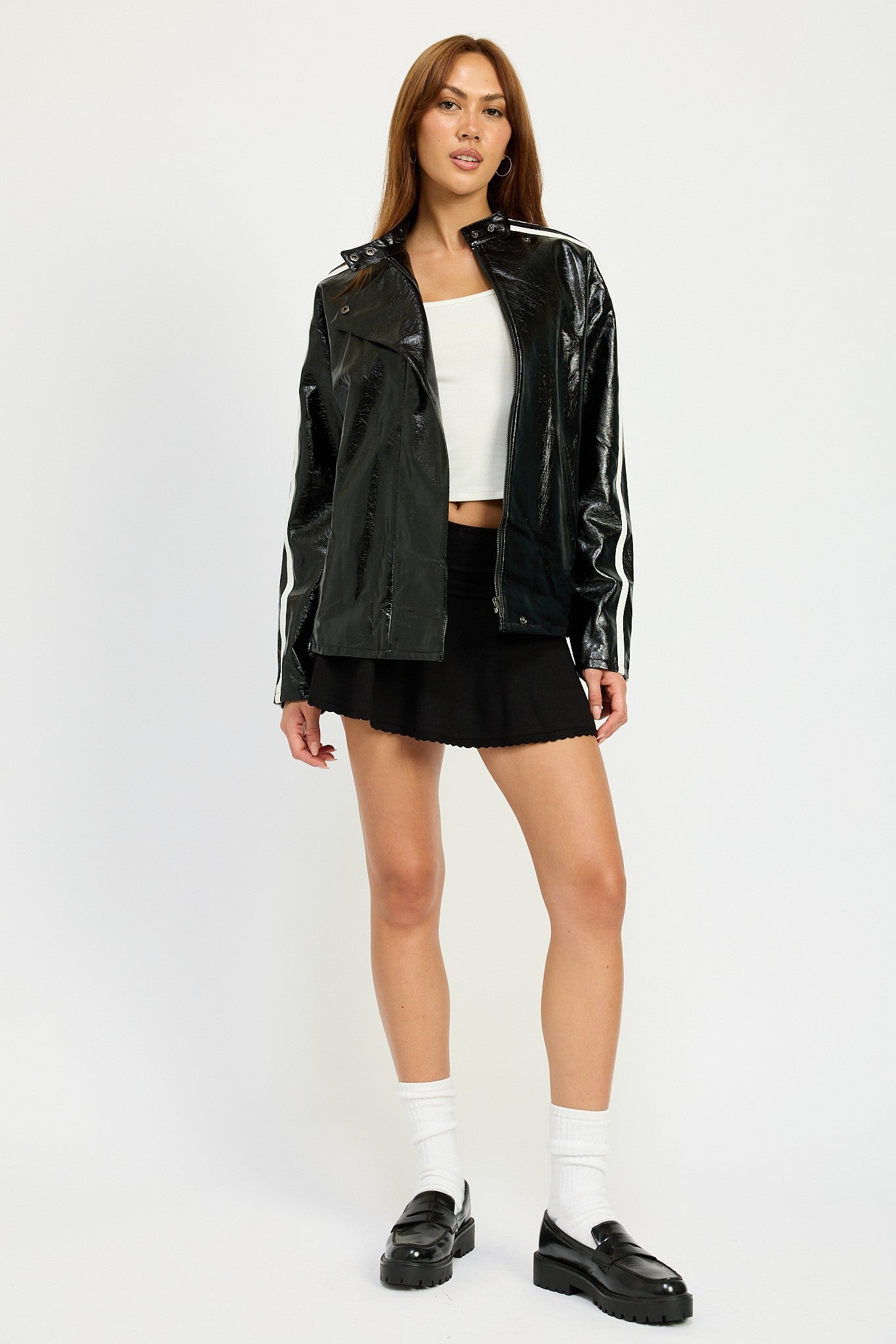 Oversized Moto Faux Leather Jacket Clothing Emory Park   