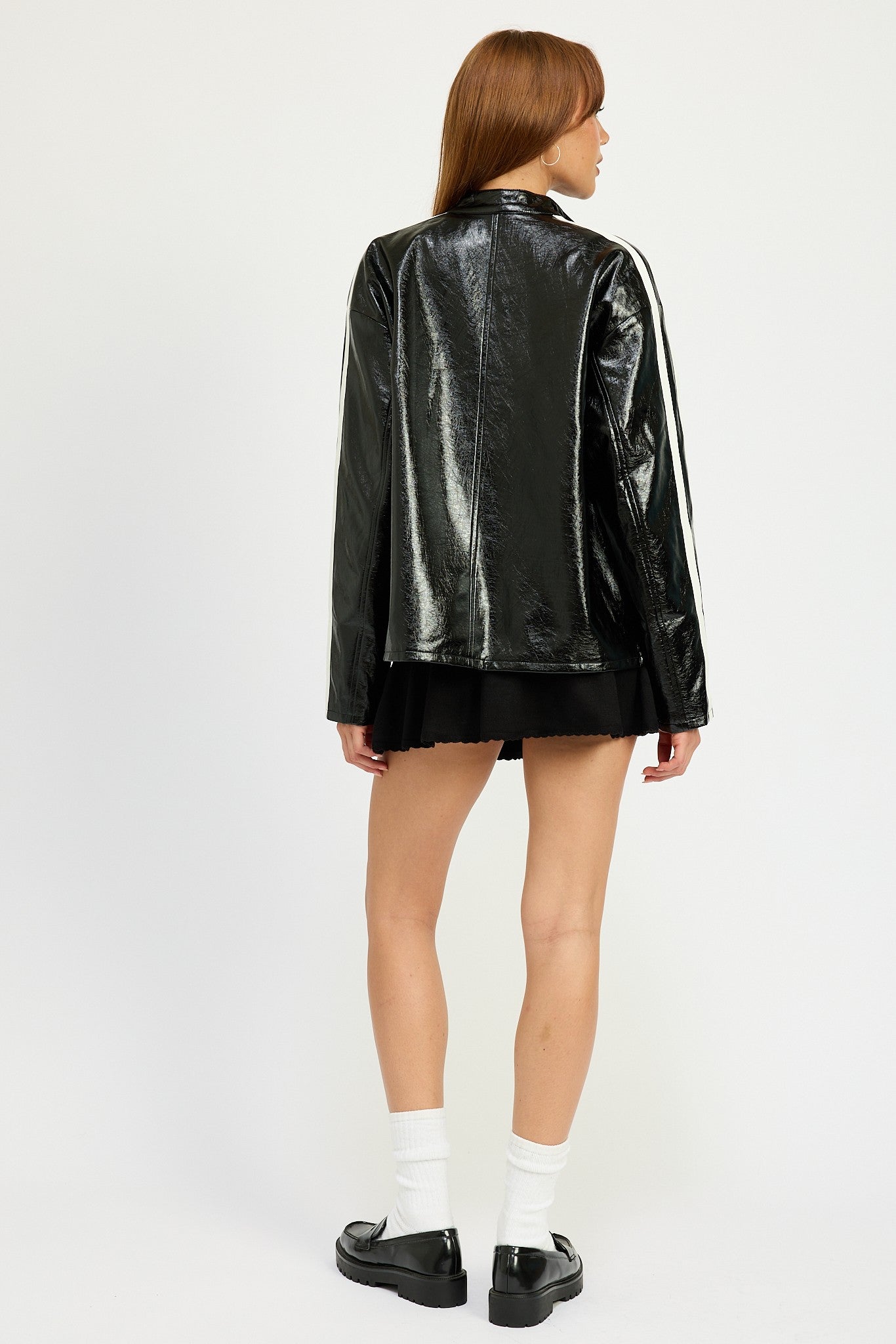 Oversized Moto Faux Leather Jacket Clothing Emory Park   