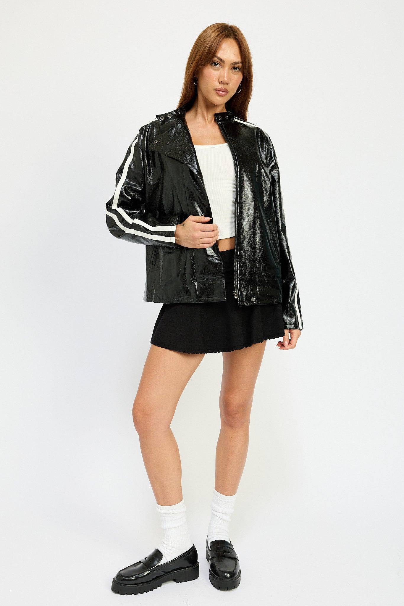 Oversized Moto Faux Leather Jacket Clothing Emory Park   