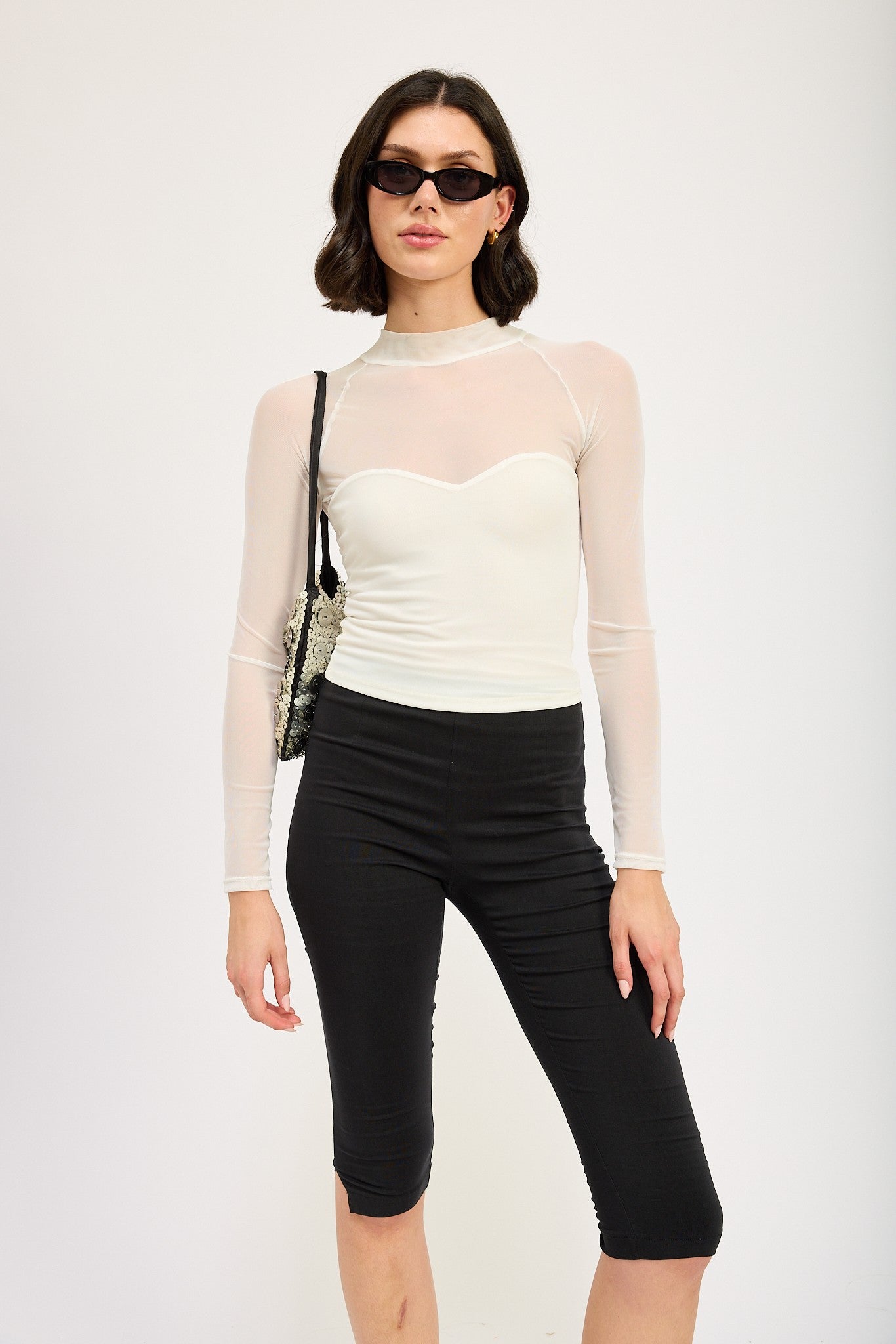 Sheer Ruched Top Clothing Emory Park WHITE S 