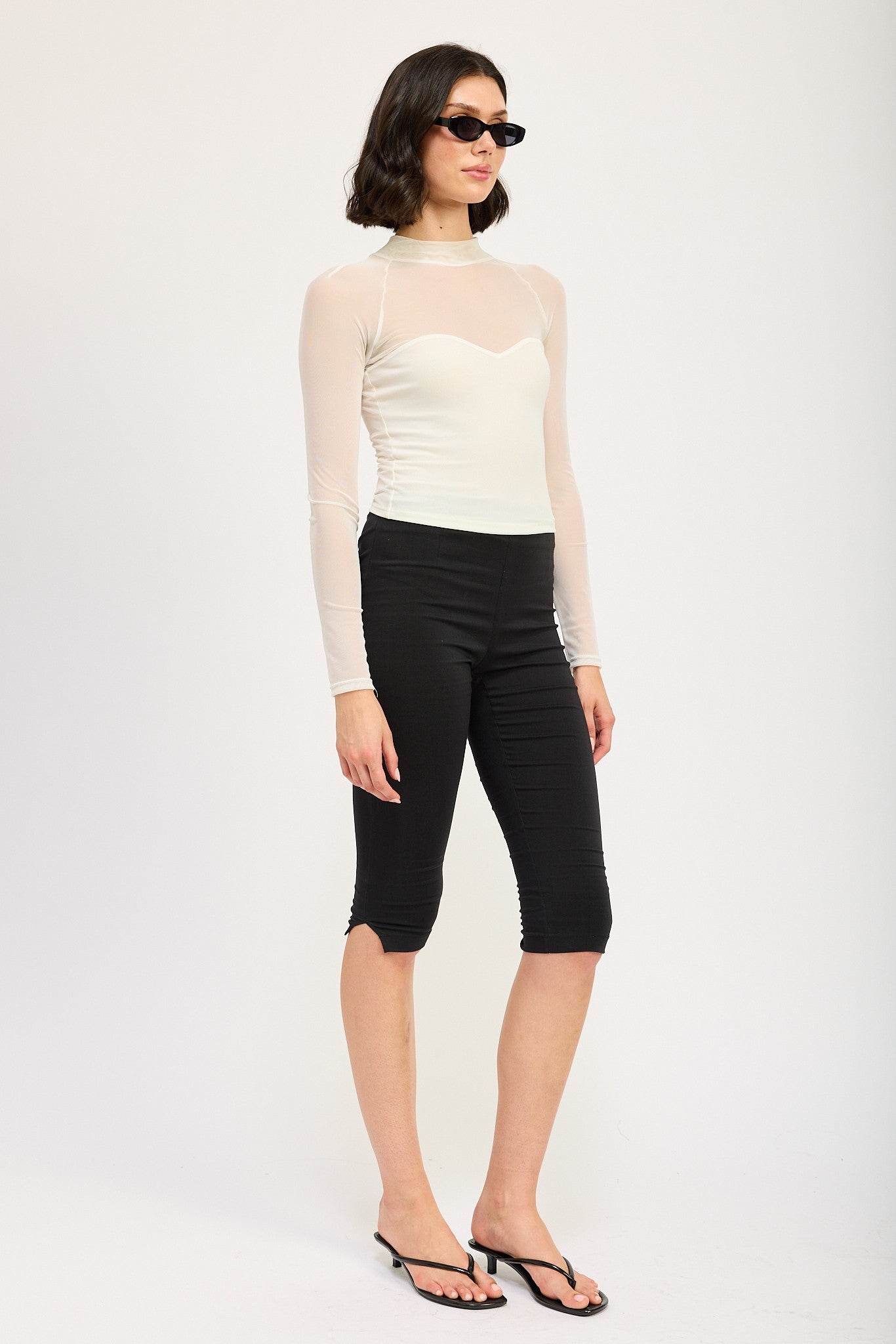 Sheer Ruched Top Clothing Emory Park   