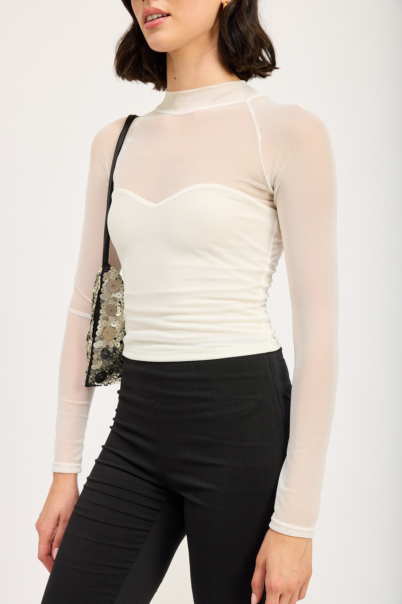 Sheer Ruched Top Clothing Emory Park   