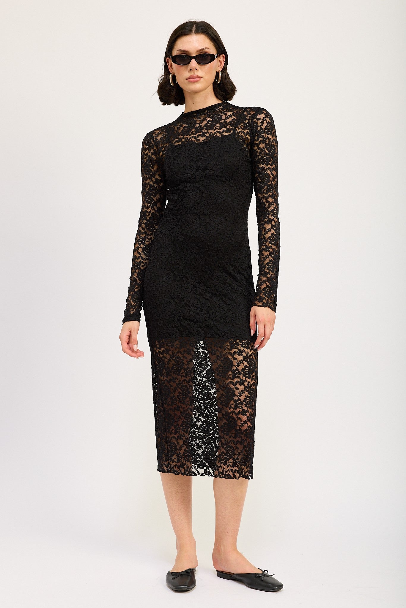 Mock Neck Midi Lace Dress Clothing Emory Park   