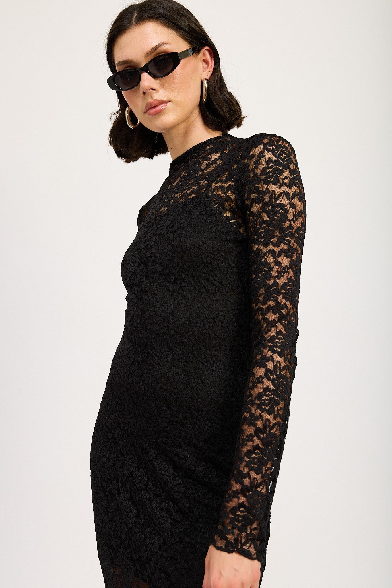 Mock Neck Midi Lace Dress Clothing Emory Park   